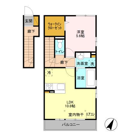 BALL PARK A(1LDK/2階)の間取り写真