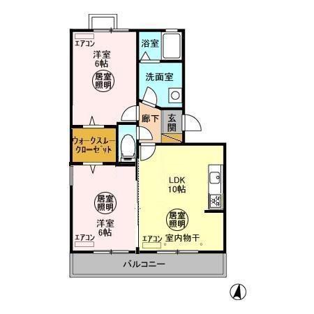 フォレストヒルズB(2LDK/1階)の間取り写真