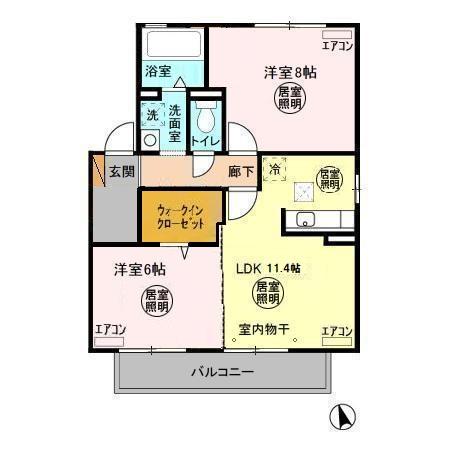 アルカイックシャトー東館(2LDK/1階)の間取り写真
