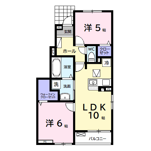 コンフォート アークB(2LDK/1階)の間取り写真