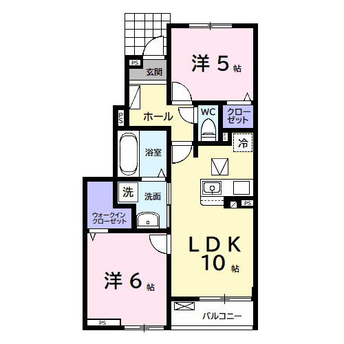 コンフォート アークB(2LDK/1階)の間取り写真
