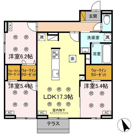 プレアデス(3LDK/1階)の間取り写真