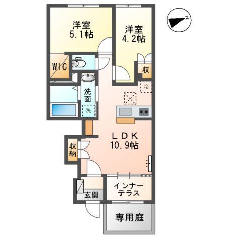 ノワール(2LDK/1階)の間取り写真