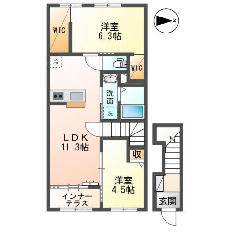 メゾン エメ(2LDK/2階)の間取り写真