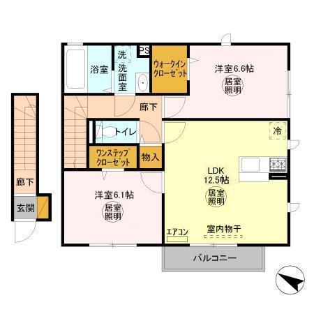 ソシアA(2LDK/2階)の間取り写真