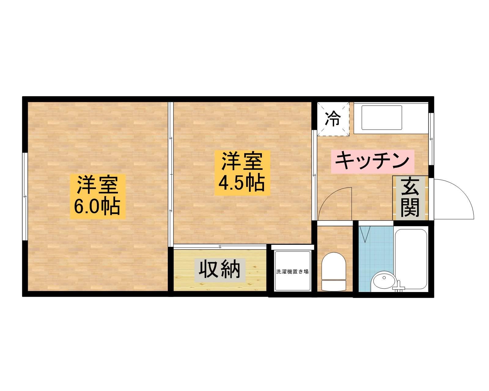 シーサイド朝日 Ⅲ(2K/2階)の間取り写真