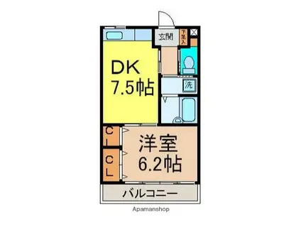 大槻ビル(1DK/3階)の間取り写真