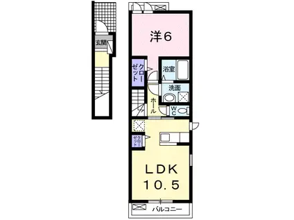 パレスハイム(1LDK/2階)の間取り写真