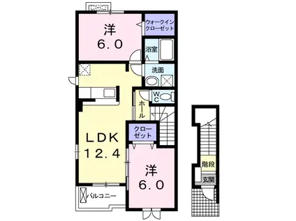 フォレスト1(2LDK/2階)の間取り写真