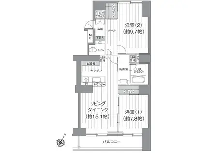 TS GARDEN北柏 2号棟(2LDK/8階)の間取り写真