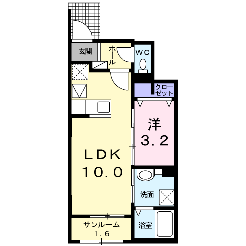 レジデンス カサノⅣ(1LDK/1階)の間取り写真