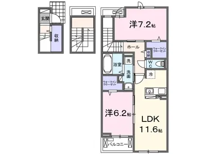 パーシモンN(2LDK/3階)の間取り写真