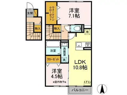 ペアージュ Ⅱ(2LDK/2階)の間取り写真