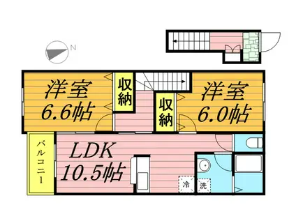 レリーフ(2LDK/2階)の間取り写真