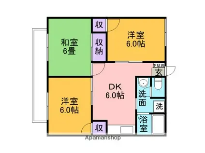 ドエル二ヶ谷(3DK/1階)の間取り写真