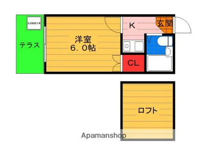 クレール津田沼-1(1K/1階)の間取り写真