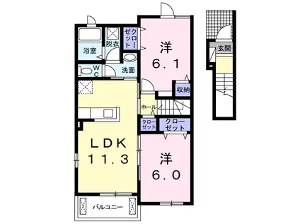 ジェルメⅡ(2LDK/2階)の間取り写真