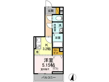 KLEIN KIRSCHE (1K/3階)の間取り写真