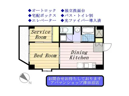 勝山ビル(1SDK/4階)の間取り写真