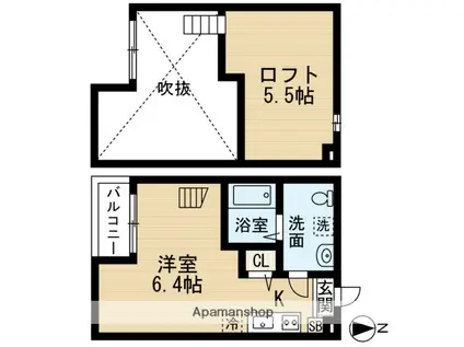 ラヴェリテ検見川(1K/2階)の間取り写真