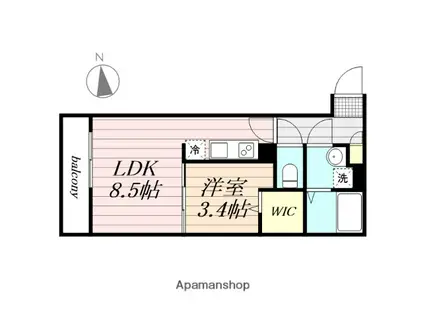 FOUR SEASONS 新検見川(1LDK/1階)の間取り写真