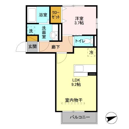 ラムサールJOY NARASHINO ラムサールNARASHI(1LDK/2階)の間取り写真