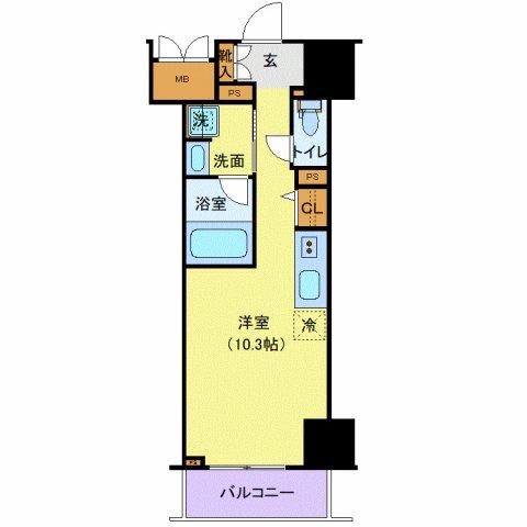 ロイジェントパークス千葉中央(ワンルーム/7階)の間取り写真