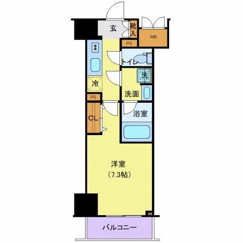 ロイジェントパークス千葉中央(1K/9階)の間取り写真