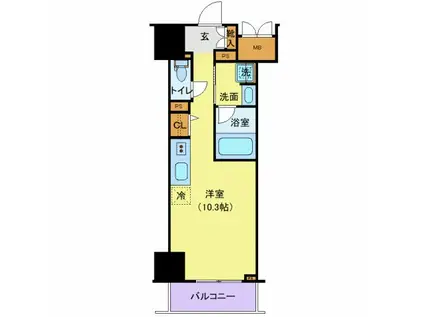 ロイジェントパークス千葉中央(ワンルーム/8階)の間取り写真