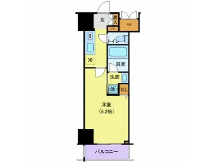 ロイジェントパークス千葉中央(1K/8階)の間取り写真