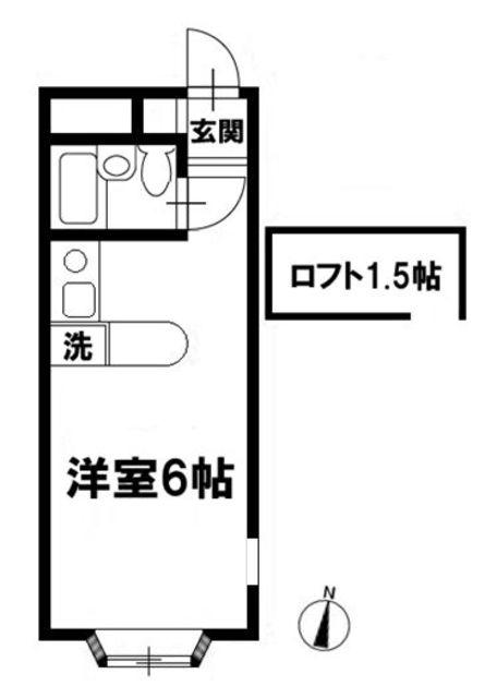 ベルピア津田沼Ⅱ-1(1K/2階)の間取り写真