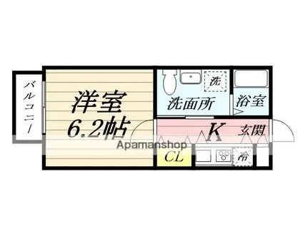 グランニール稲毛東Ⅱ(1K/1階)の間取り写真