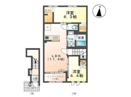 さくらベール(2LDK/2階)の間取り写真