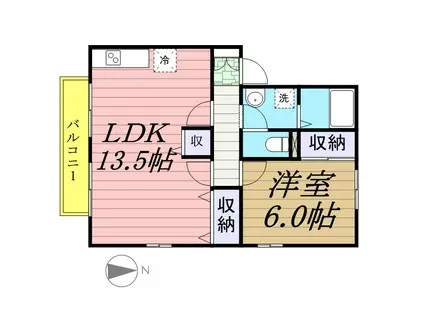ハイカムール上本郷(1LDK/1階)の間取り写真