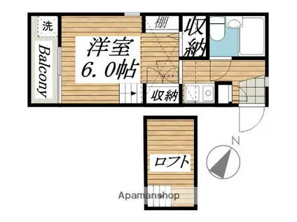 LIVE松戸(1K/2階)の間取り写真