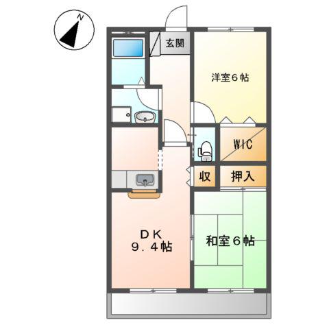 ロマニスタ東松戸(2DK/4階)の間取り写真