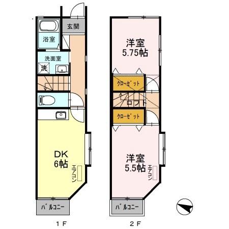 コーポ志乃　Ⅱ(2DK)の間取り写真