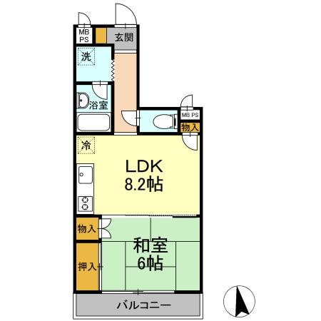 レジデンス八木(1LDK/1階)の間取り写真