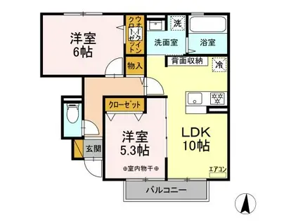 ムーンリバー A棟(2LDK/1階)の間取り写真