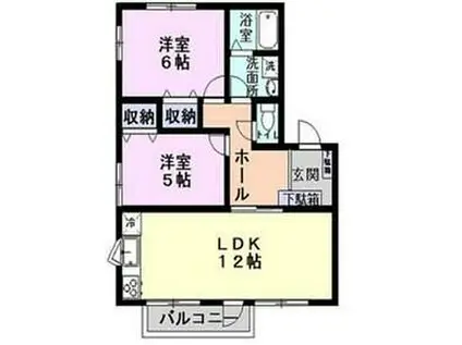 プロムナード5番館(2LDK/1階)の間取り写真