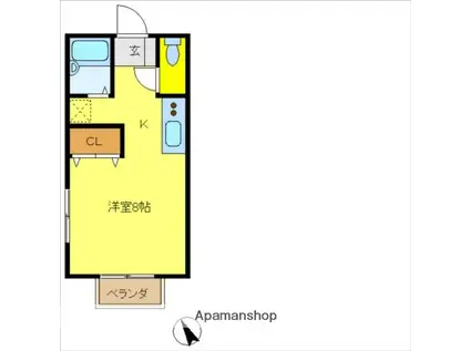 大和田ハイツ(ワンルーム/2階)の間取り写真