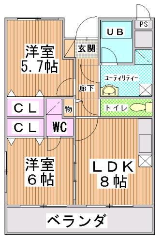 サンヒルズ秀栄 2階階 間取り