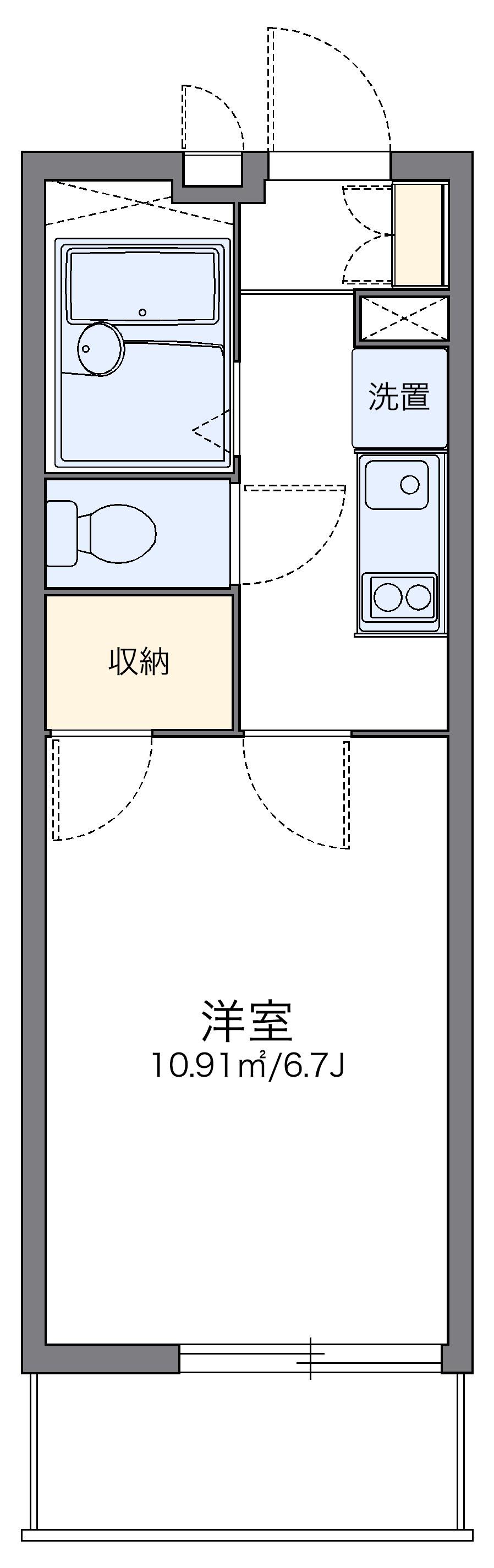 レオパレスメローフィールド K 1階階 間取り