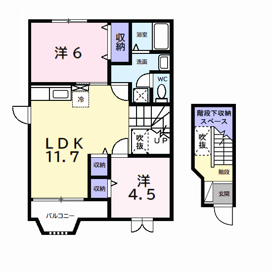 フルゴルⅠ(2LDK/2階)の間取り写真