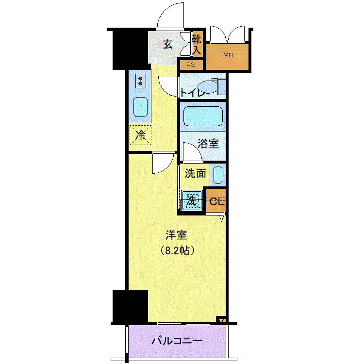 ロイジェントパークス千葉中央(1K/15階)の間取り写真