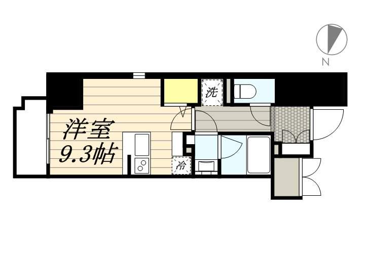 ロイジェントパークス千葉中央(ワンルーム/16階)の間取り写真