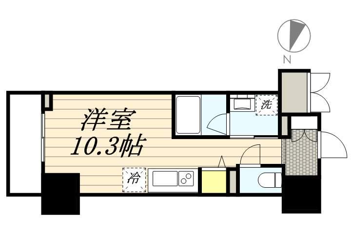 ロイジェントパークス千葉中央(ワンルーム/9階)の間取り写真