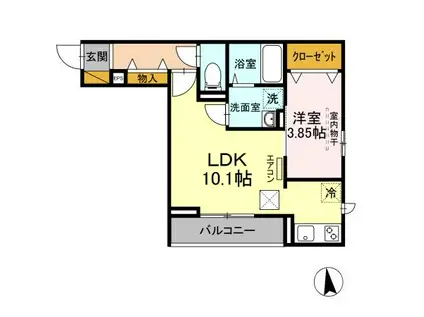 CASA MIA(1LDK/1階)の間取り写真