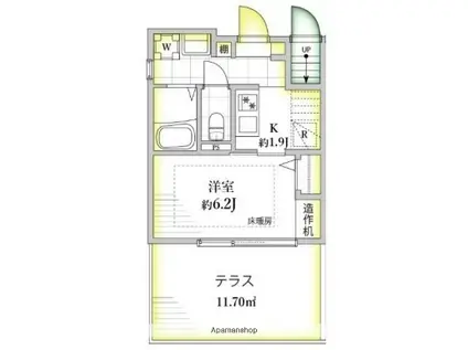 WEALTH千葉東(1K/1階)の間取り写真