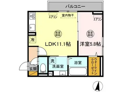 アメニティ 本千葉(1LDK/2階)の間取り写真